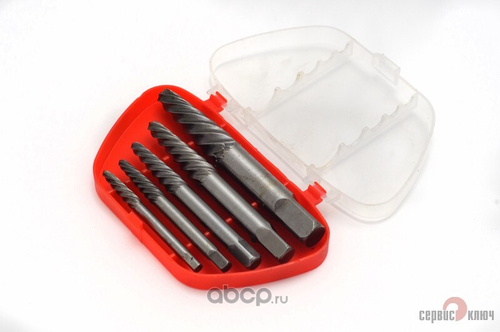 Набор экстракторов (5 предм.) для выкручивания сломанных болтов (обратной расточки) (Сервис Ключ)