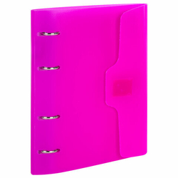 Тетрадь на кольцах А5 175х220мм, 120л, пластик, на липучке с разделителями, BRAUBERG, Розовый,404635