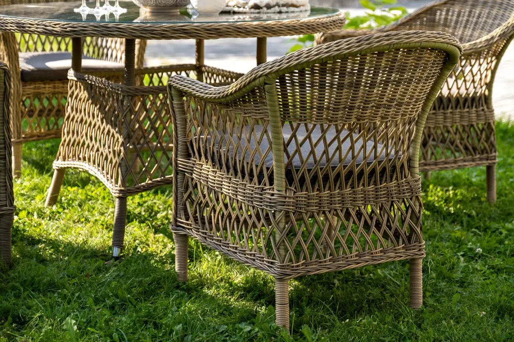 "Дольче" обеденная группа из искусственного ротанга, цвет соломенный