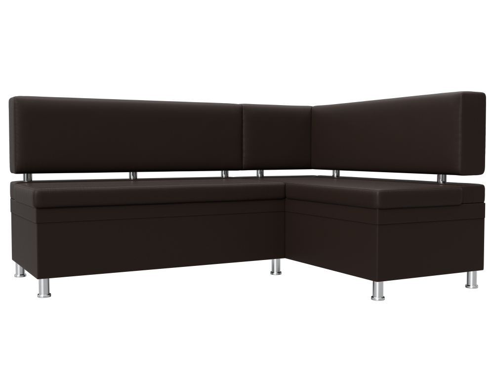 Диван кухонный угловой Стайл правый угол, Коричневый, Экокожа, 114528