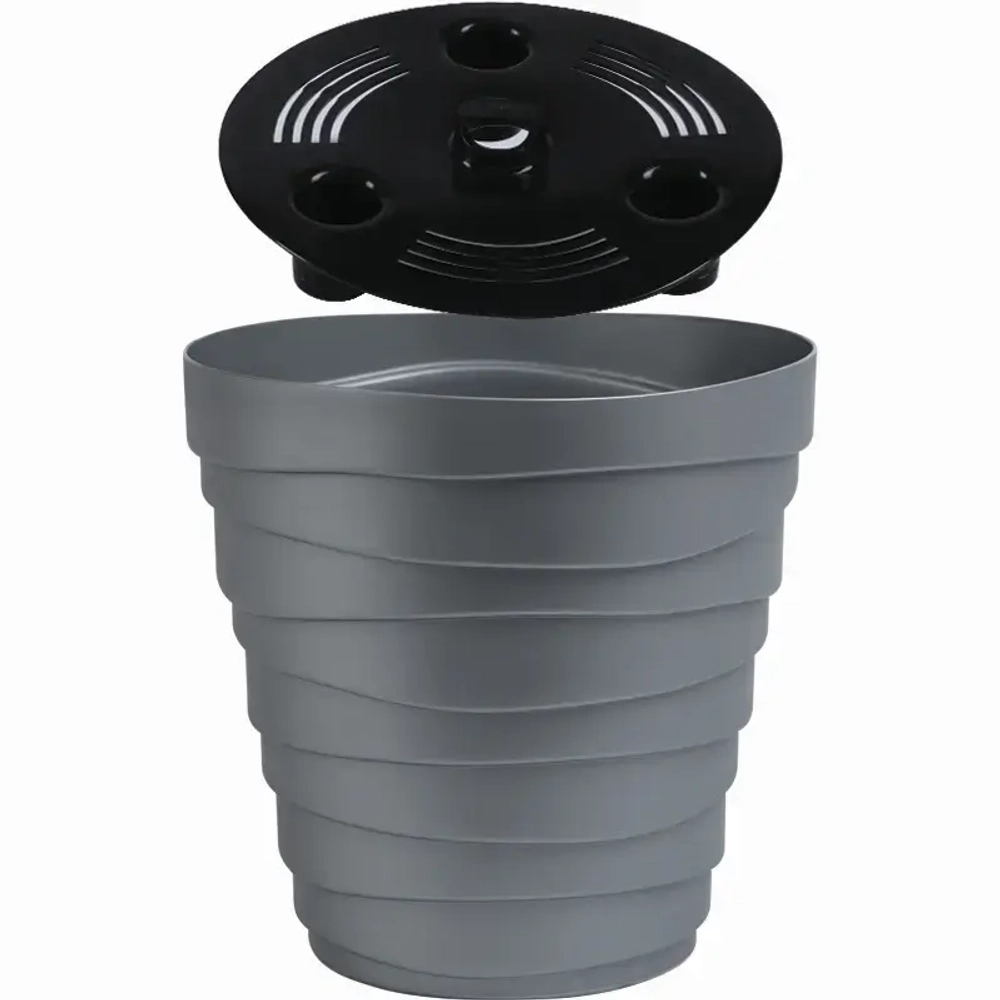 Кашпо для цветов пластиковое 3,5л d-19,7см «Бархан» Серебряный