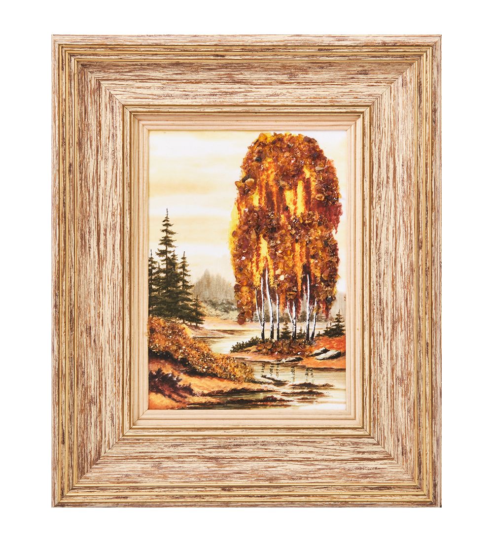 AMB-03/45 Картина «Красота природы» (с янтарной крошкой) H-32см