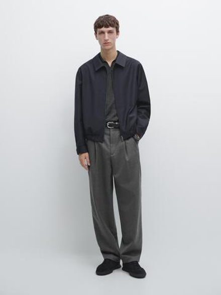 Massimo Dutti Брюки свободного кроя из шерстяной смеси с вытачками, серый