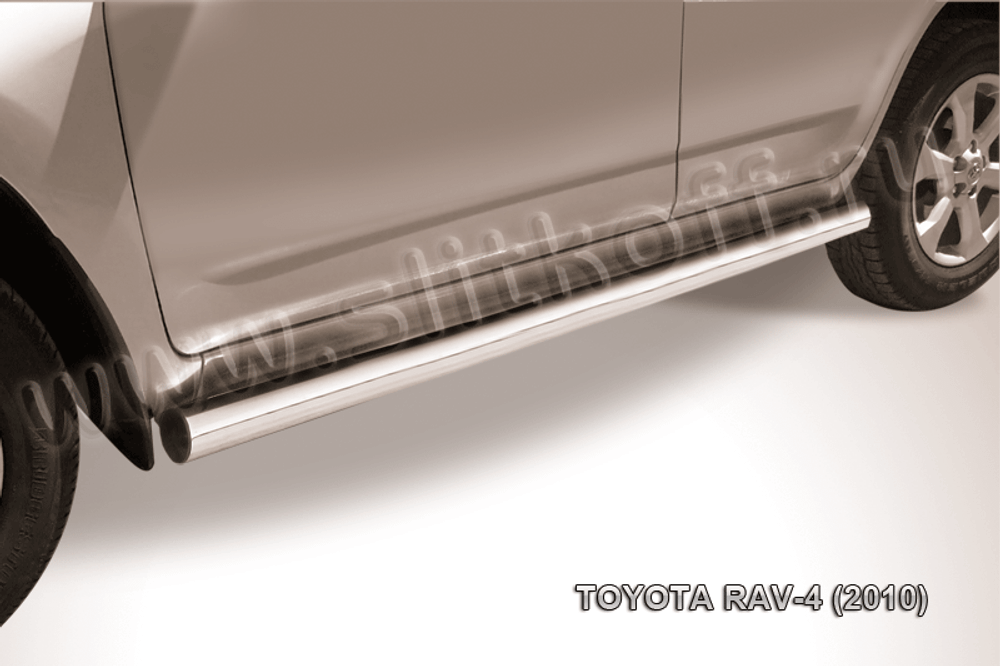 Пороги из нержавейки Toyota Rav-4 (2010-2016) d76 труба (черный цвет)