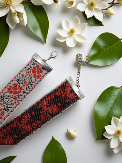 Чокер народный Цветы красный 2,5 см