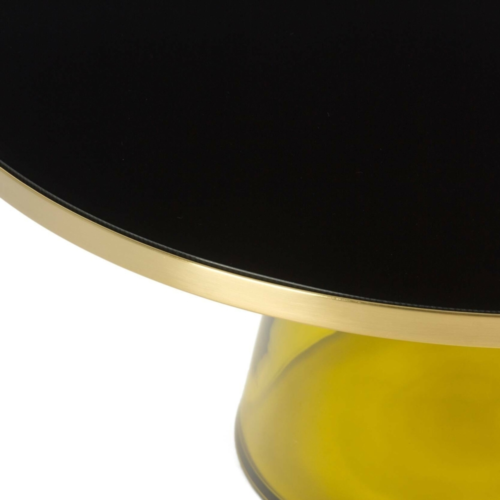Кофейный столик Vaso Glass 1 диаметр 75 стекло закалённое, желтый, черный