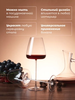 Набор бокалов для вина на длинной ножке 2 шт