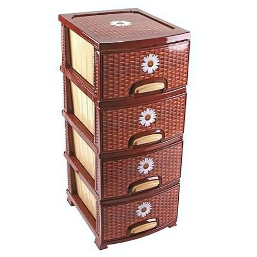 Комод "ДЕКОР"4-х "Плетенка" темно-коричневый / бежевый РП-421