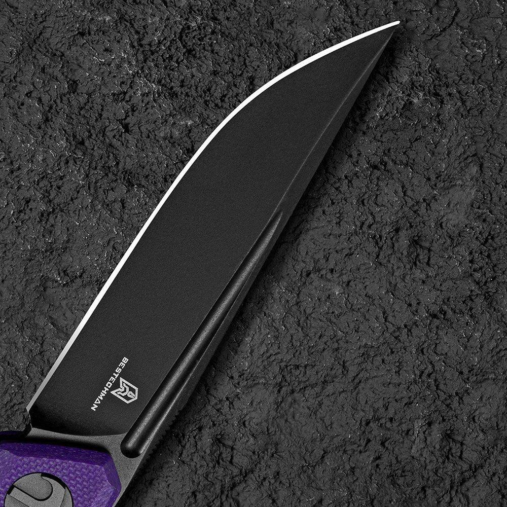 Нож складной Bestechman Mini Dundee сталь D2, рукоять G10 фиолетовая