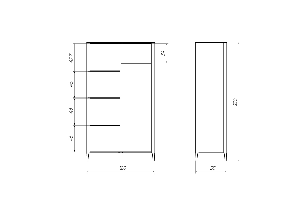 Шкаф Type 2-х створчатый высокий (светло-серый)
