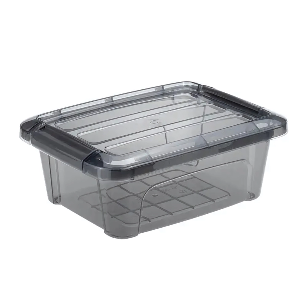 Ящик для хранения с замками КИП 1,2л Черный прозрачный