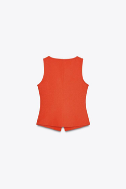 ZARA ТОП-ЖИЛЕТ С ПУГОВИЦАМИ, КРАСНЫЙ