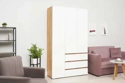 Шкаф 3-х створчатый Ирма дуб крафт золото / белый