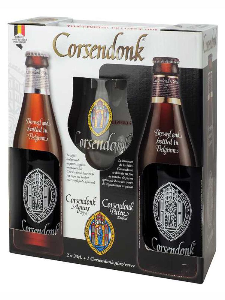 Пивной Подарочный Набор Корсендонк / Corsendonk (Agnus Tripel 0.33 + Pater Dubbel 0.33 + Бокал)