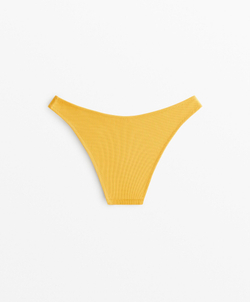 OYSHO Трусики-бикини U-образного выреза из пике средней степени покрытия, желтый