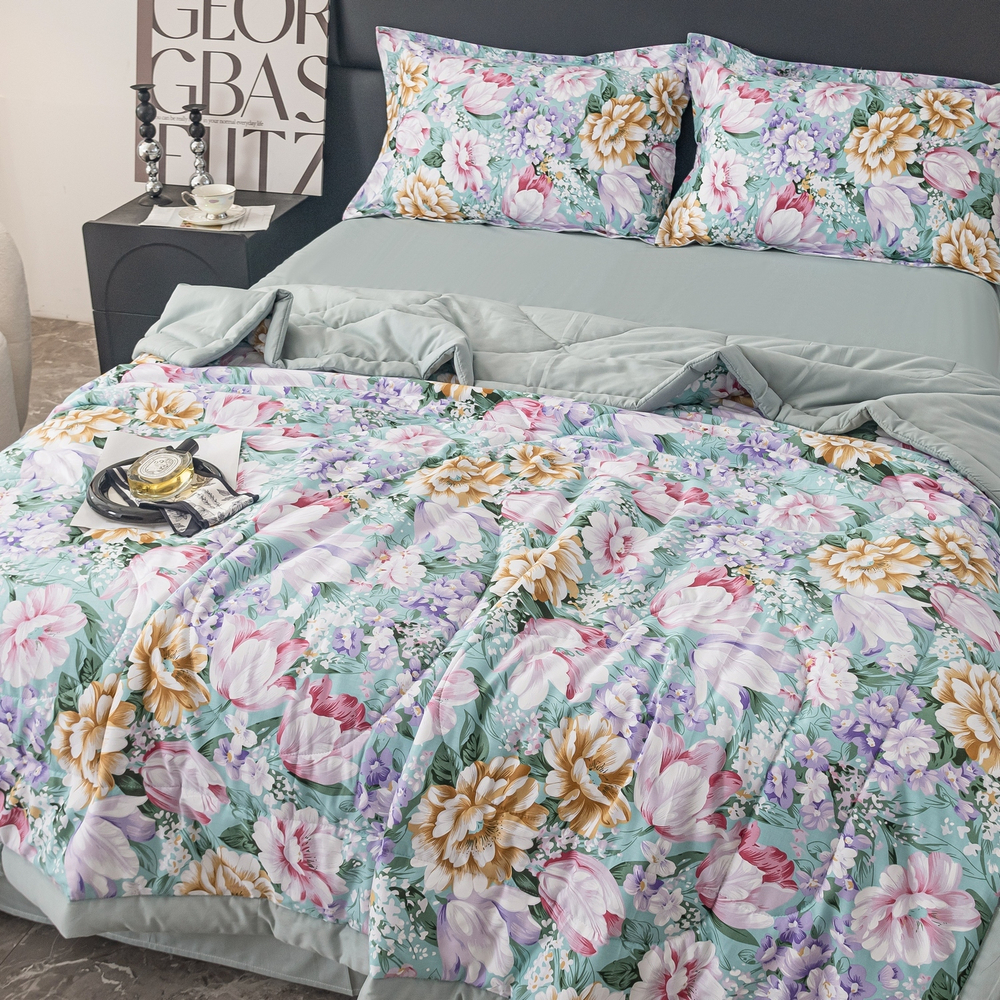 Комплект постельного белья Сатин с Одеялом 100% хлопок 160x80 на резинке OBR129