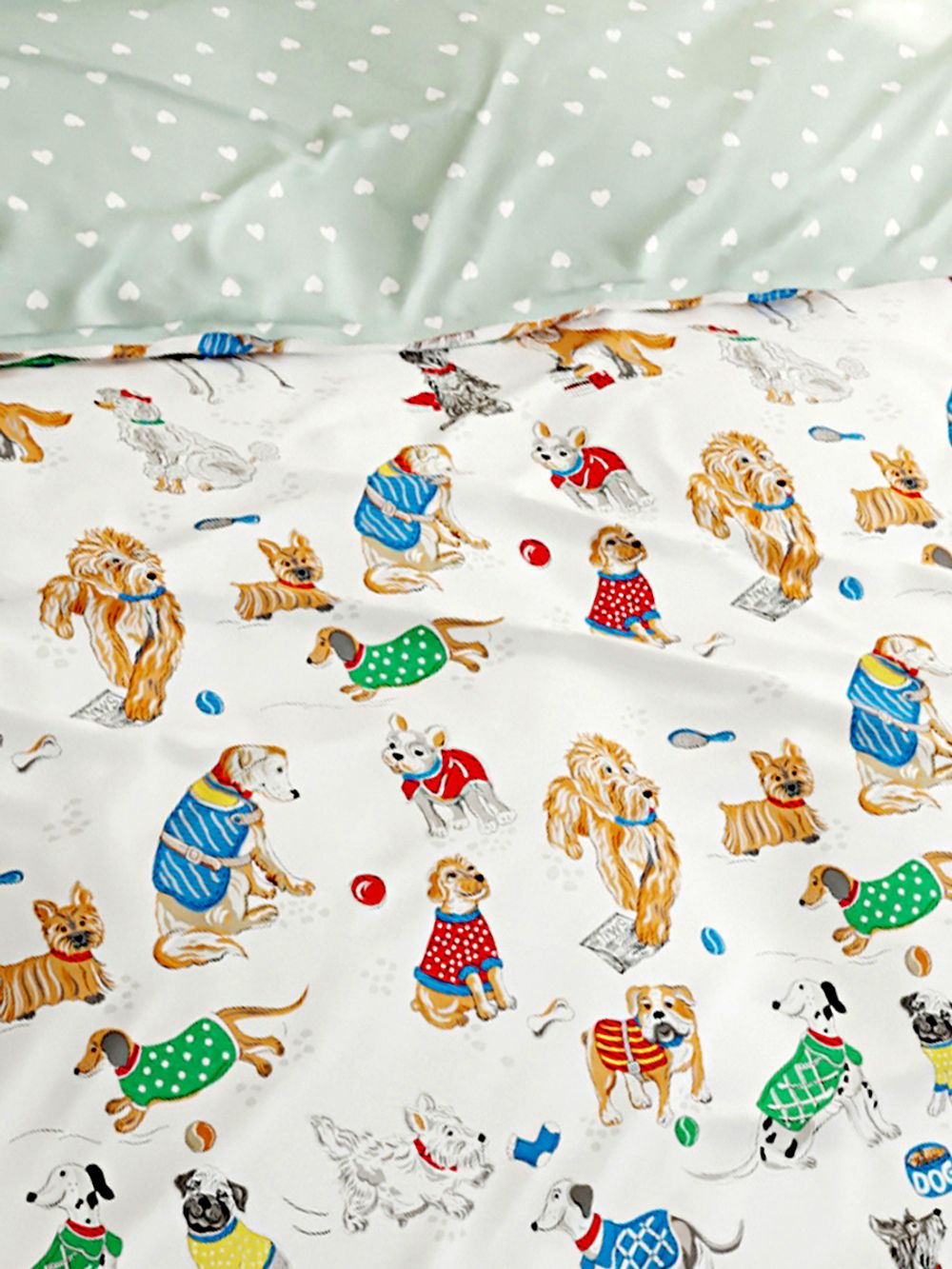 Постельное белье Сказка "Dogs on white/Николь" 1,5-сп Наволочка 50х70 см 1 шт Простынь 150х215 см Пододеяльник 145х215 см, перкаль