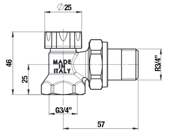 Клапан запорно-балансировочный угловой Stout 3/4" для радиатора (SVL 1156 000020)