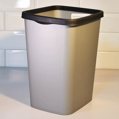 Ведро для мусора 9/10л с фиксатором "Tandem", серый металлик/черный