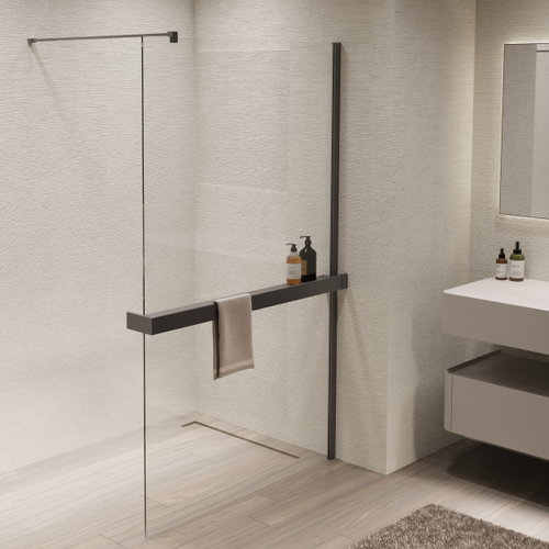 Душевая перегородка Walk-In VSW-1HR900CLGM, 900*2000, вороненая сталь, стекло прозрачное