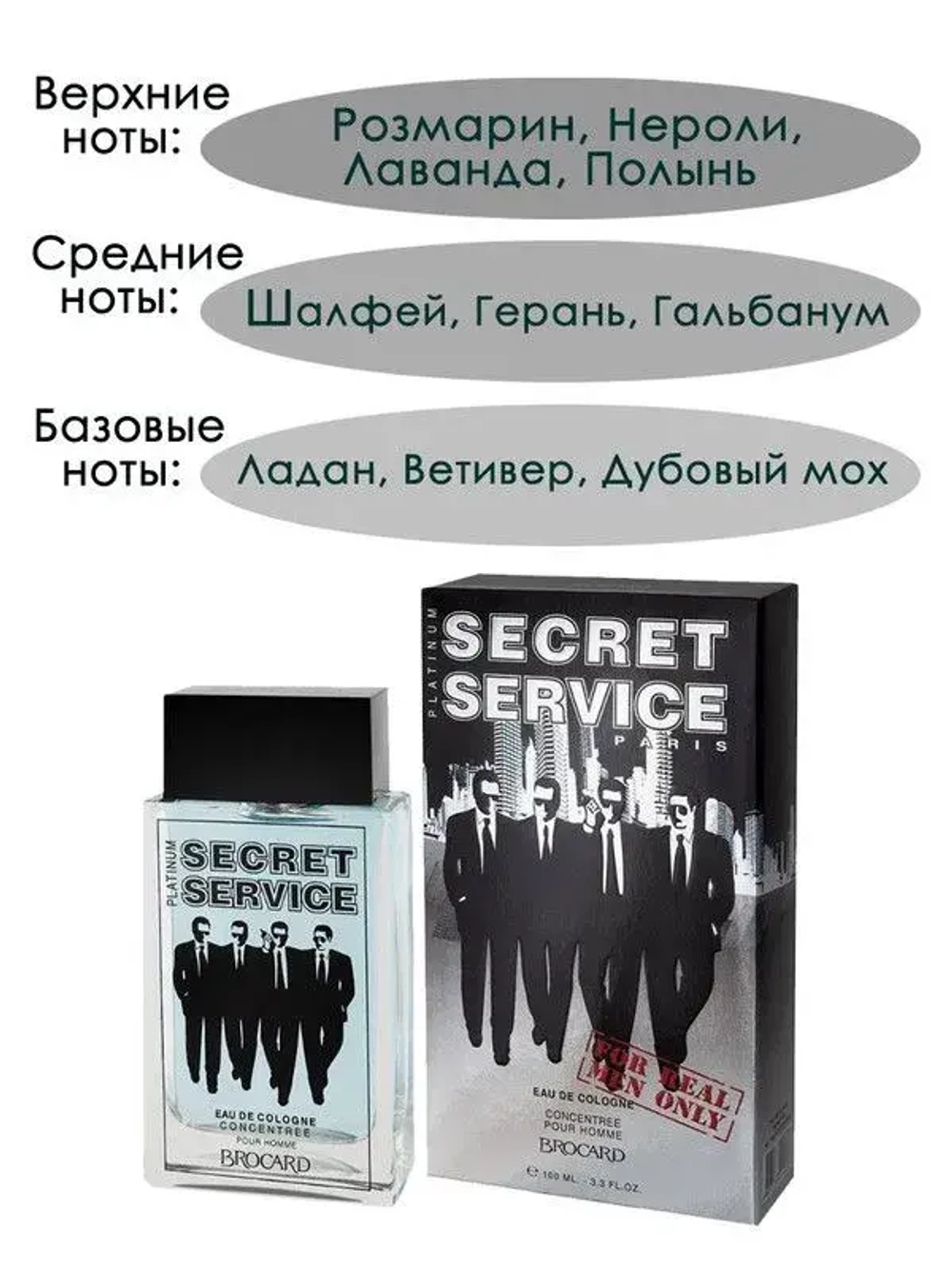 Одеколон для мужчин "SECRET SERVICE PLATINUM" 100мл Россия