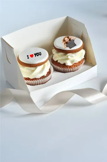 Капкейки с картинками и надписями на прянике, упаковка на 2 шт