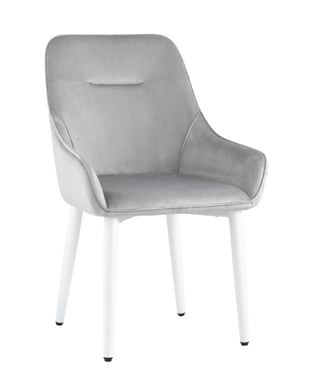 Стул Диана велюр серый ножки белые
