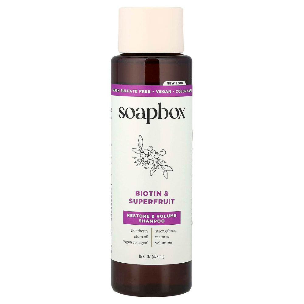 Soapbox, Restore & Volume Shampoo, Biotin & Superfruit, 16 fl oz (473 ml)