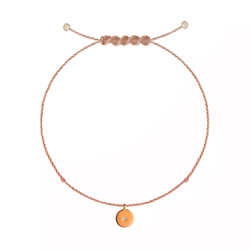 браслет «луна» из розового золота на бежевой нити