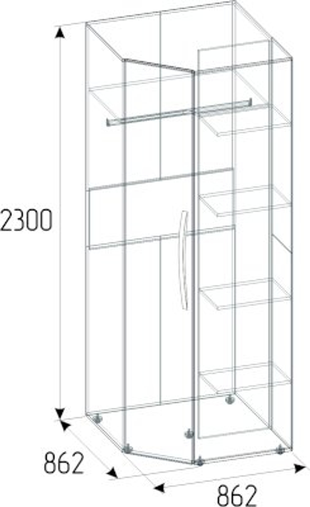 Шкаф угловой Nature 156, дуб табачный