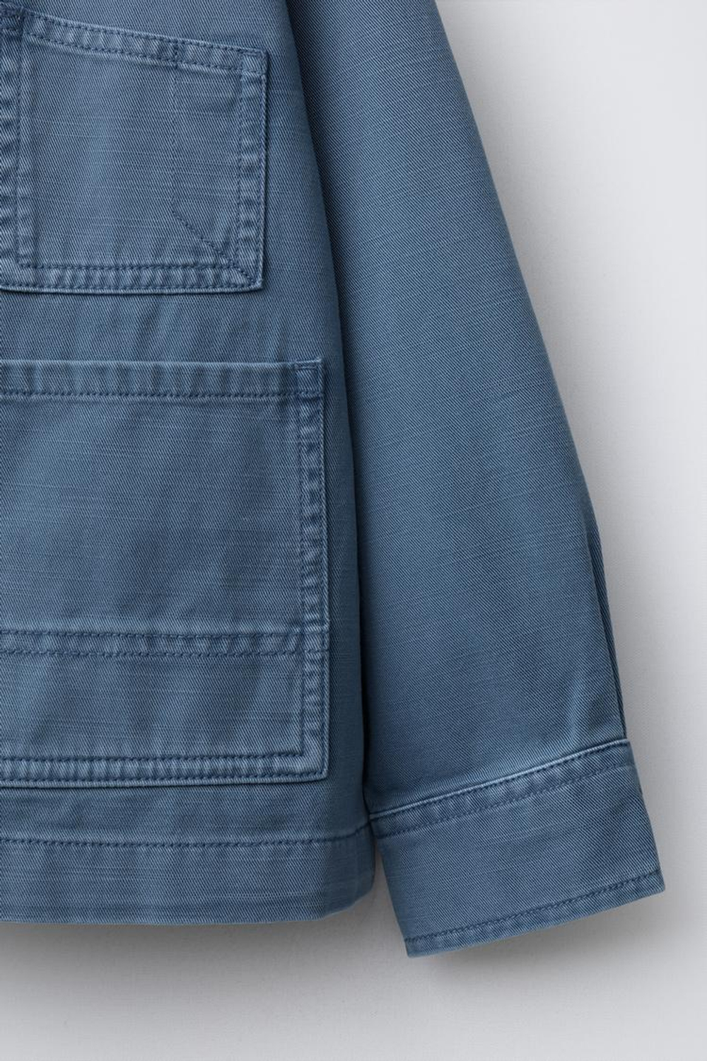 ZARA КУРТКА-РУБАШКА ACID WASH С КАРМАНАМИ, СИНИЙ