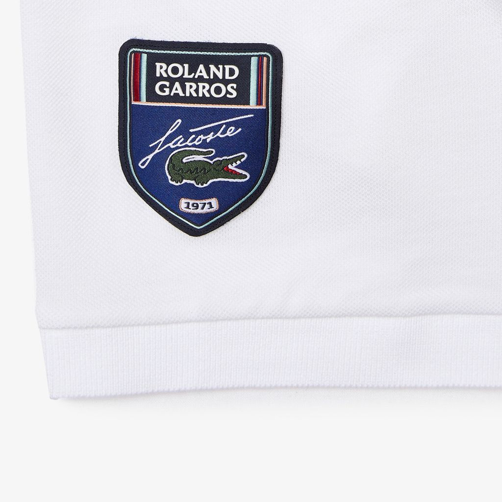 Мужское поло теннисное Lacoste Men's SPORT Roland Garros Edition Stretch Cotton Polo Shirt - white/navy