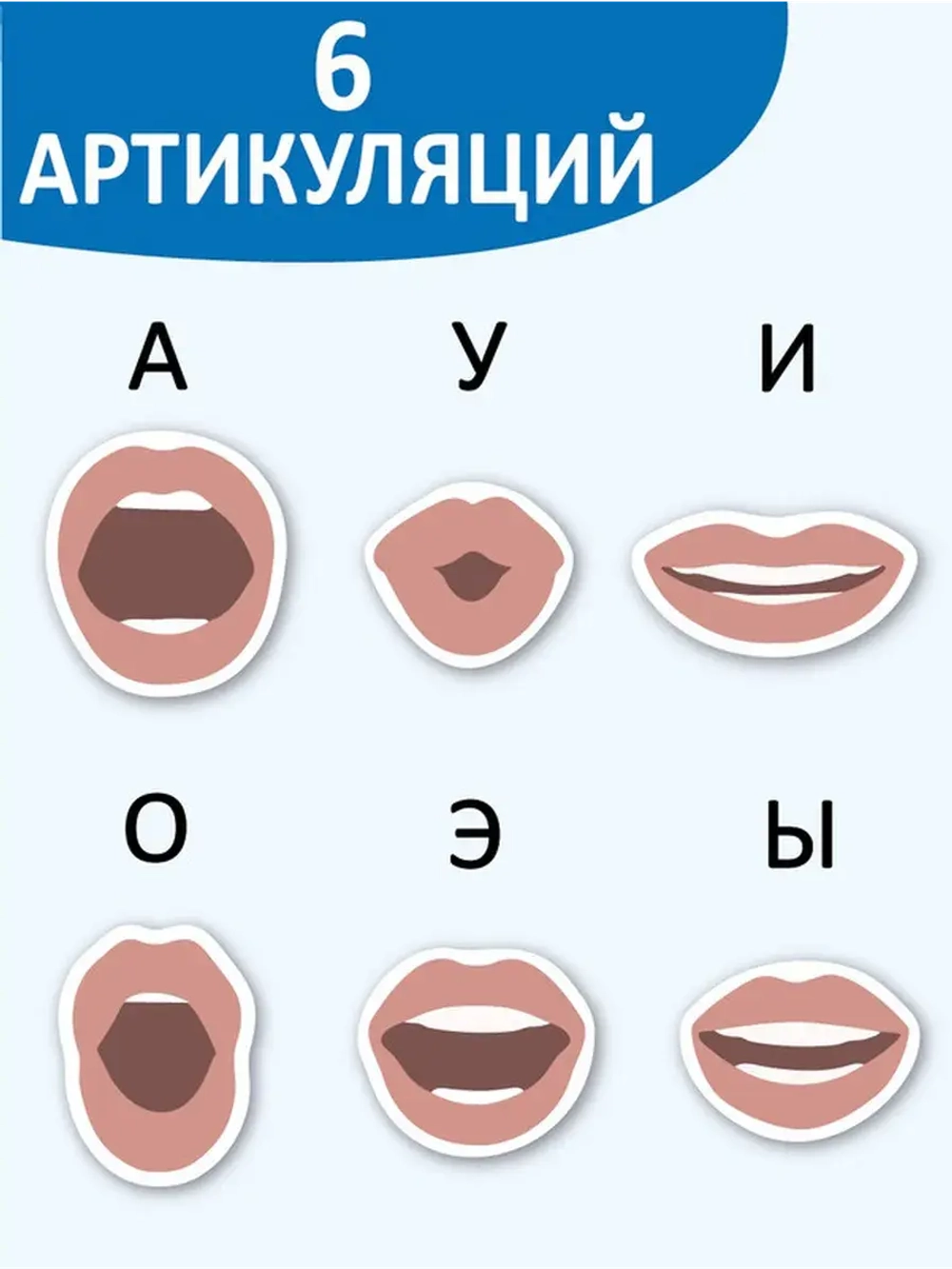 Логопедические игра "Символы гласных звуков". Пособие для развития речи. Карточки болталки для малышей