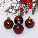 Новогодние шары 5 см (набор 4 шт) «Глянец», шоколад