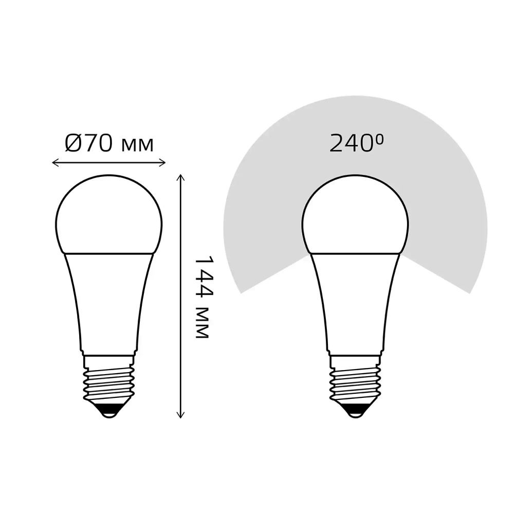 Лампа Gauss Led A70 22W E27 1560lm 3000K 102502122