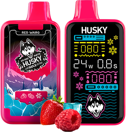 Husky Airmax Ultra Red warg - холодная клубника и малина 25000 затяжек 20мг Hard (2% Hard)