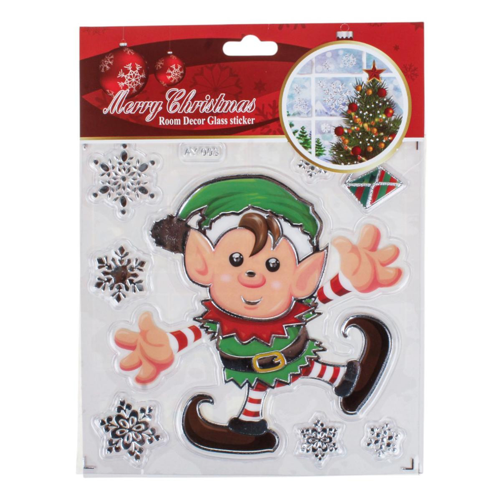 Наклейка новогодняя 18*23 см, 12 вид микс , пакет