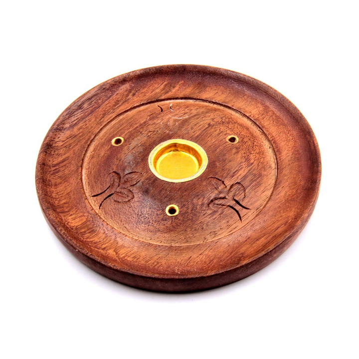 Подставка под благовония Тарелочка из дерева с резьбой d = 10 см