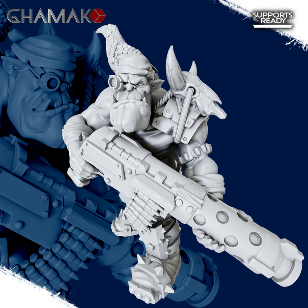 Orks Greenskins Boyz Орк №4 с большоё даккой миниатюра для dnd, днд, pathfinder, фентези, Настольная игра, НРИ, Варгейм, РПГ