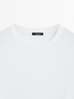 Massimo Dutti Лонгслив из 100% хлопка, белый