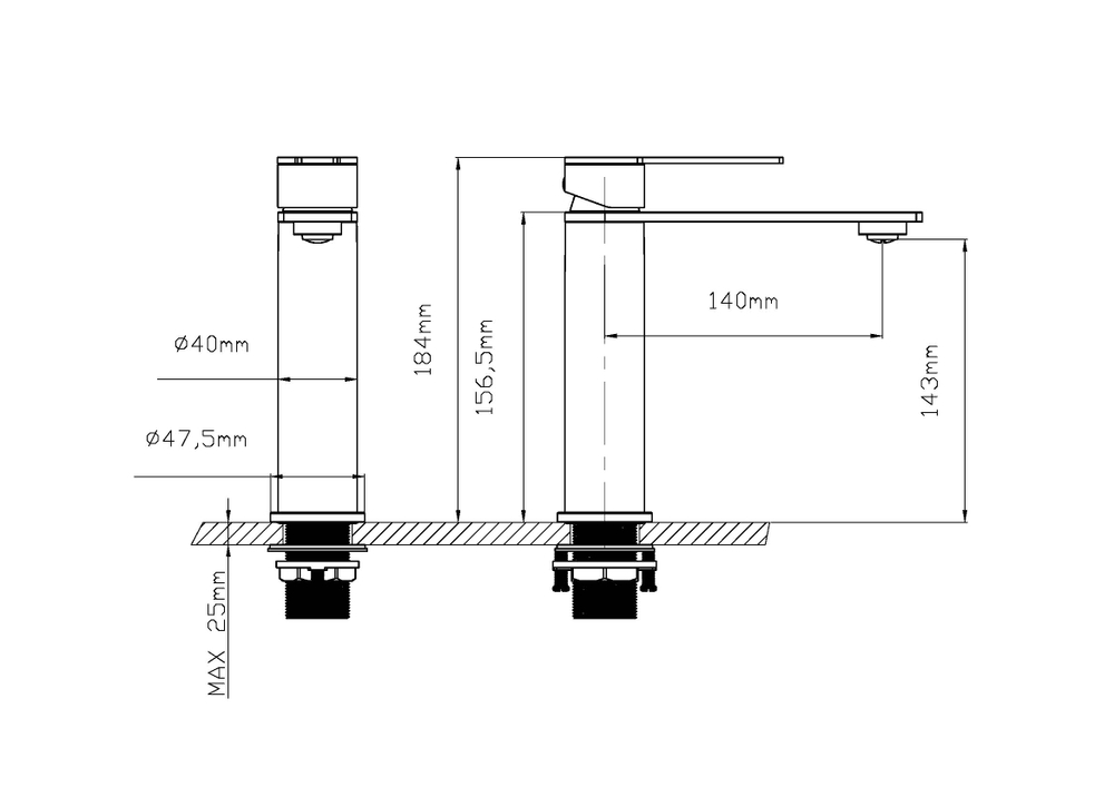 Смеситель для раковины Линеа (Linea) Vincea VBF-4LN1BG, брашированное золото