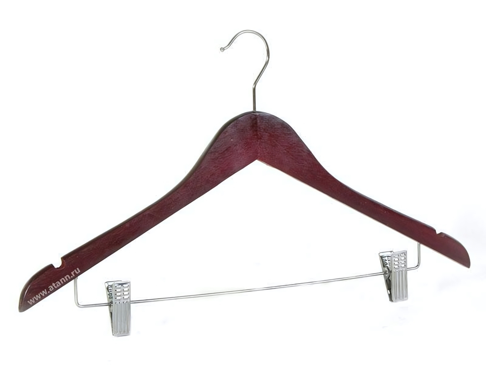 Вешалка-плечики с прищепками 45см, дерево темное