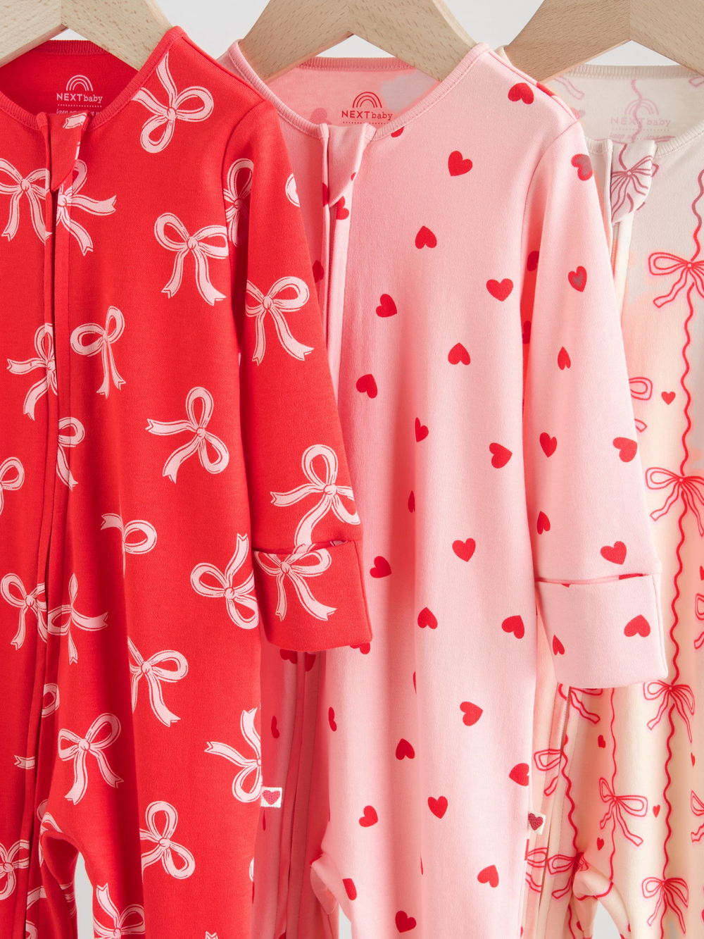 Комбинезон / Cлип для малышей Next F34-044, 3 шт., Красный, Молочный, Розовый