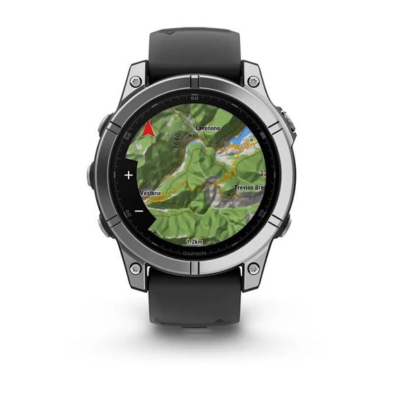 Умные часы Garmin Fenix E, 47 мм, AMOLED, stainless steel with a black silicone band