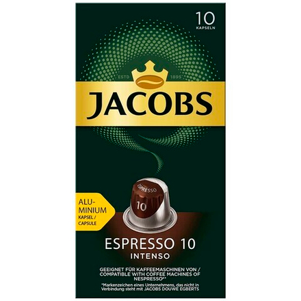 Кофе в капсулах Jacobs Espresso #10 Intenso, 10 капсул для кофемашин Nespresso (Якобс)