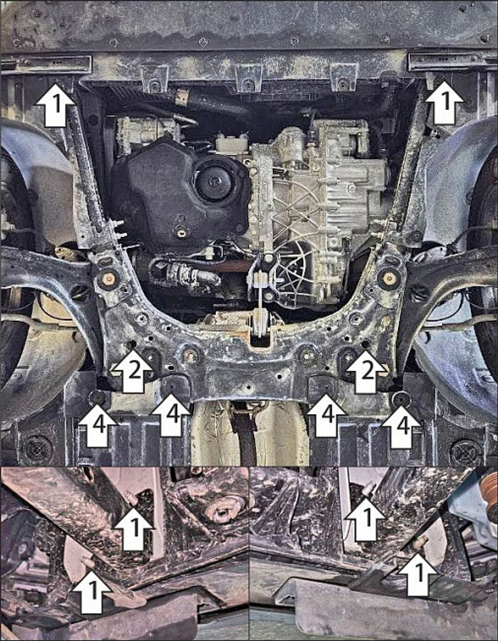 Защита картера двигателя, КПП. 2 мм, Сталь для Renault Samsung XM3 2020-2024, Motodor.71711