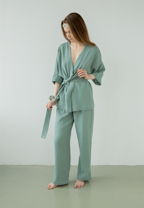 Костюм-кимоно Luxberry Муслин и комфорт пыльно-бирюзовый