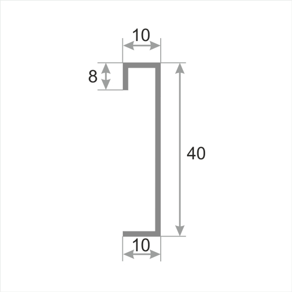 Плинтус из нержавейки с кабель-каналом Н40 глянцевый 2500 мм