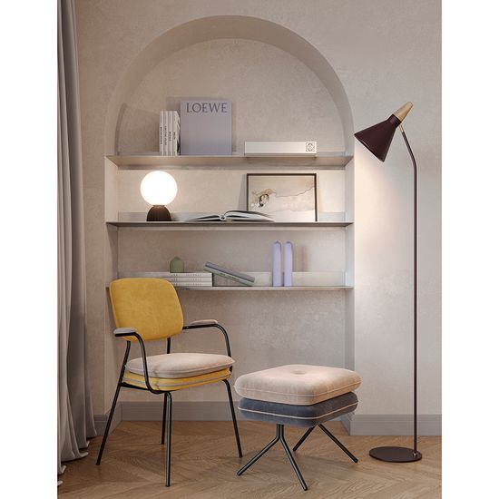 Стул с подлокотниками и контрастным кантом pea, велюр, желтый/бежевый