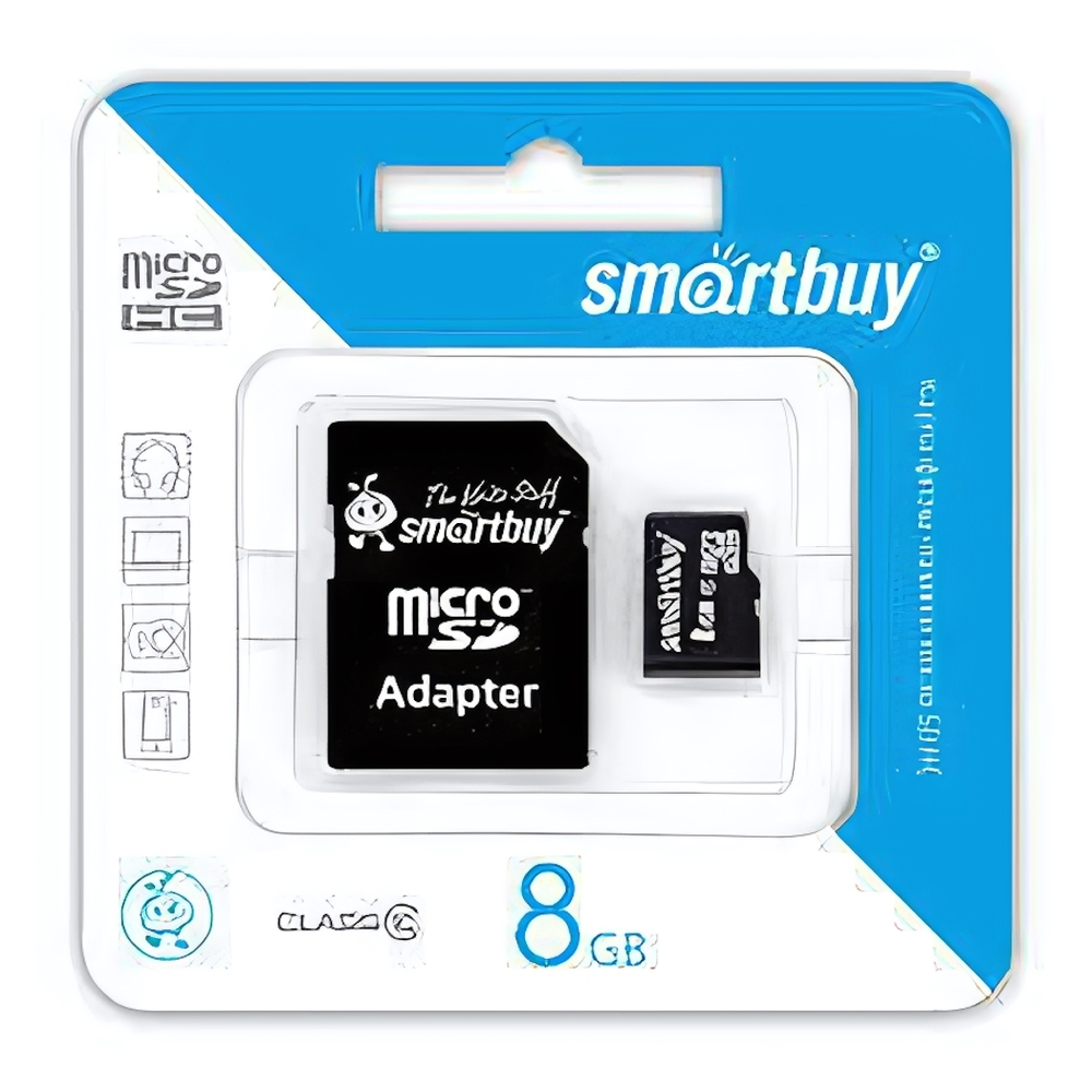 8 Gb microSD Smartbuy Class 10 с адаптером